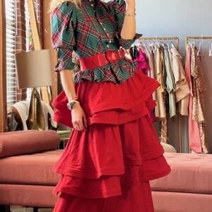 Buru Teagan Red Layered Skirt